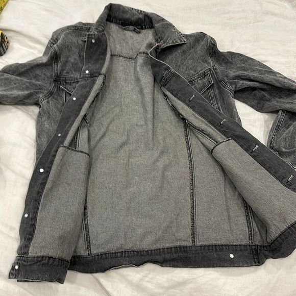 Jean jacket long grey M Tik :toc brand 🔥 grunge oversized - Picture 10 of 11